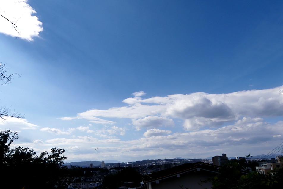 lambda1310nm's tweet photo. 仙台市北部 の今日の #イマソラ、昼頃からこの南北に長いロール状の雲がやってきています。ひまわり画像にもよく写っています。 https://t.co/oglPrziuJK