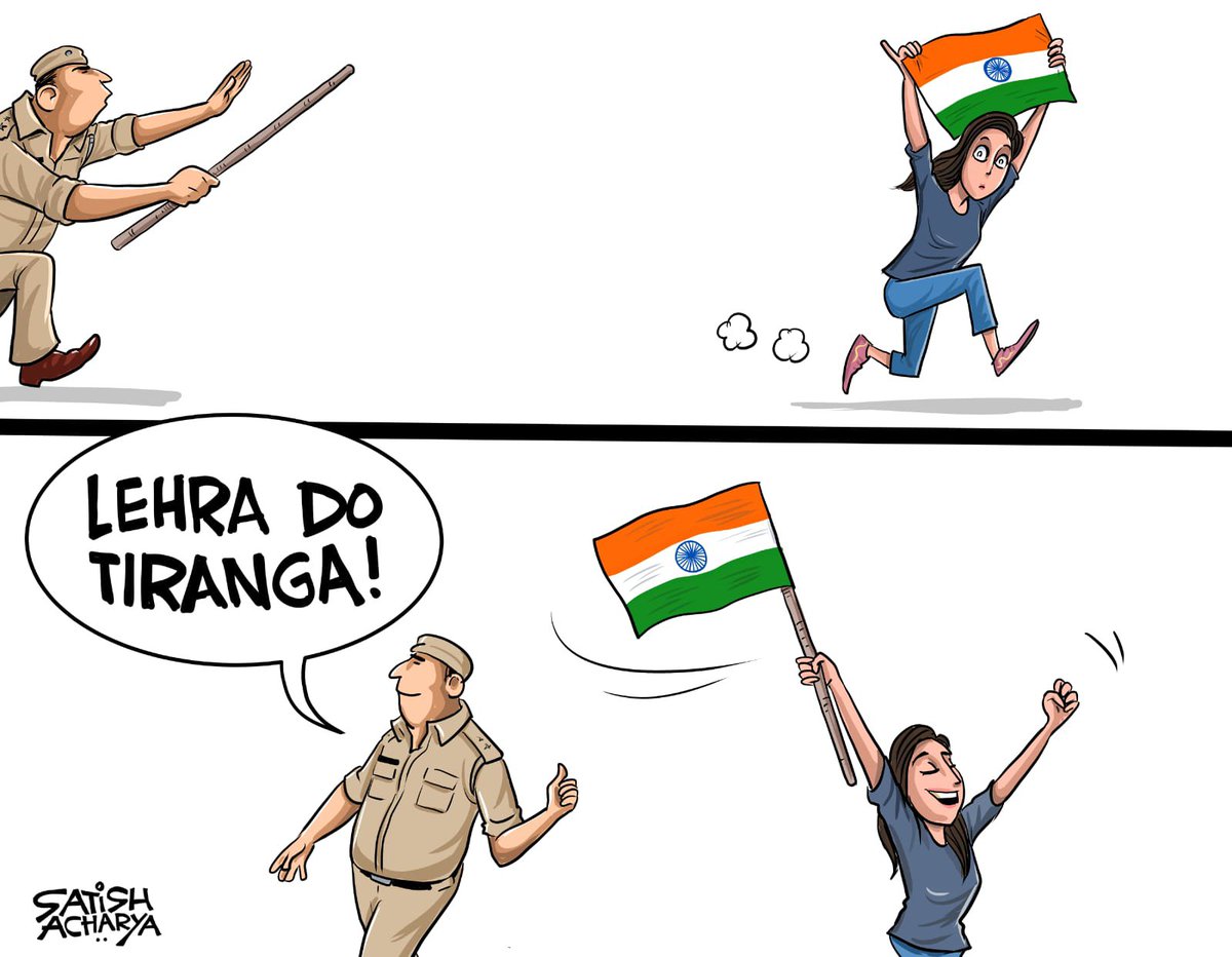 satishacharya's tweet photo. In an ideal India. #LehraDoTiranga #VoteChoriProtests https://t.co/K7ZNDfpLTL