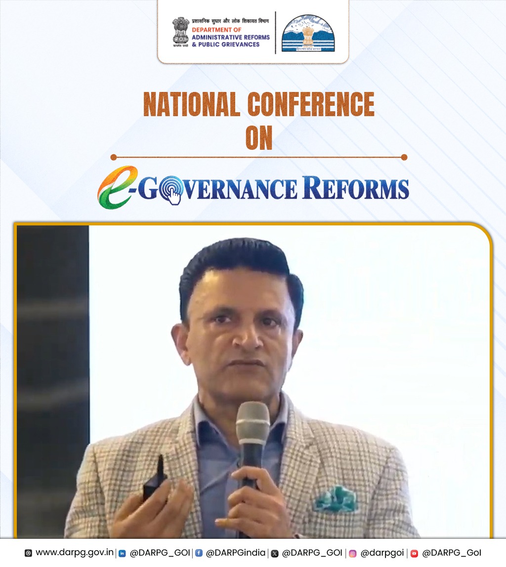 DARPG_GoI's tweet photo. Shri C.P. Verma, Secretary, Social Justice Empowerment, Women & Child Development and Secretary (Lokayukta), discussedthe Mukhya Mantri Sukhaashray Yojana during the Session I โ Best Practices of the State of #HimachalPradesh at the National Conference on #eGovernanceReforms. https://t.co/wvqg6ECqeA
