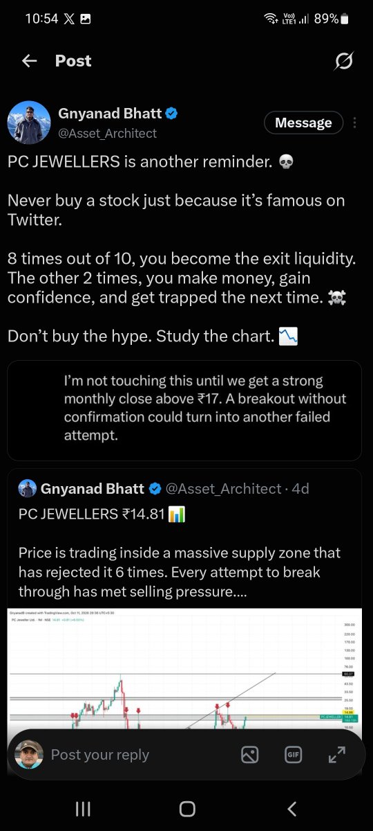 JainViinod's tweet photo. @Asset_Architect PC Jewellers 

13.81 on 13 Oct 26 
16.39 on 16 Oct 26 (Up 13%)

Now 52 week High 

Down week hand se maal khane gya tha aur jin logo ne bech diye ya Buy nahi kiya , woh aaj apne Baal nauch rhe honge. 

CMP 16.44 https://t.co/iukT4IQErx