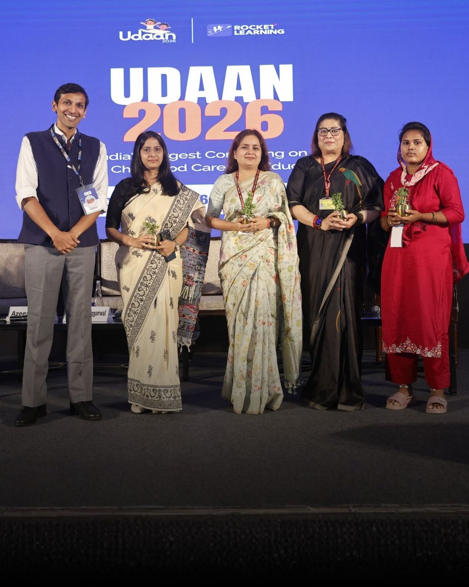 learning_rocket's tweet photo. Anganwadis play a vital role in shaping a child’s early years. Strengthening these centres today is key to building a strong foundation for every child’s tomorrow. 

At #Udaan2026, the panel ‘Reforming Today’s Anganwadis for Tomorrow’ had Radhika Jha, Joint Secretary, Ministry of Women and Child Development, Government of India; Dr. Mrinalini Darswal, Commissioner-cum-Secretary, Department of Women and Child Development, Government of Odisha; Dr. Shena Aggarwal, Special Secretary-cum-Director, Department of Social Security, Women and Child Development, Government of Punjab and Rakhi, a parent from Sonipat. The discussion was moderated by Azeez Gupta, Co-founder, Rocket Learning.

The conversation highlighted the importance of strengthening Anganwadi systems, improving service delivery and bringing families’ perspectives into the way early childhood care and education is shaped. It reminded us that by connecting policy with on-ground experiences, we can build more responsive Anganwadis that help every child to reach their full potential.

@MinistryWCD @WCDOdisha 

#Udaan2026 #RocketLearning #ECCE #EarlyChildhoodDevelopment #Anganwadi #SurvivingtoThriving