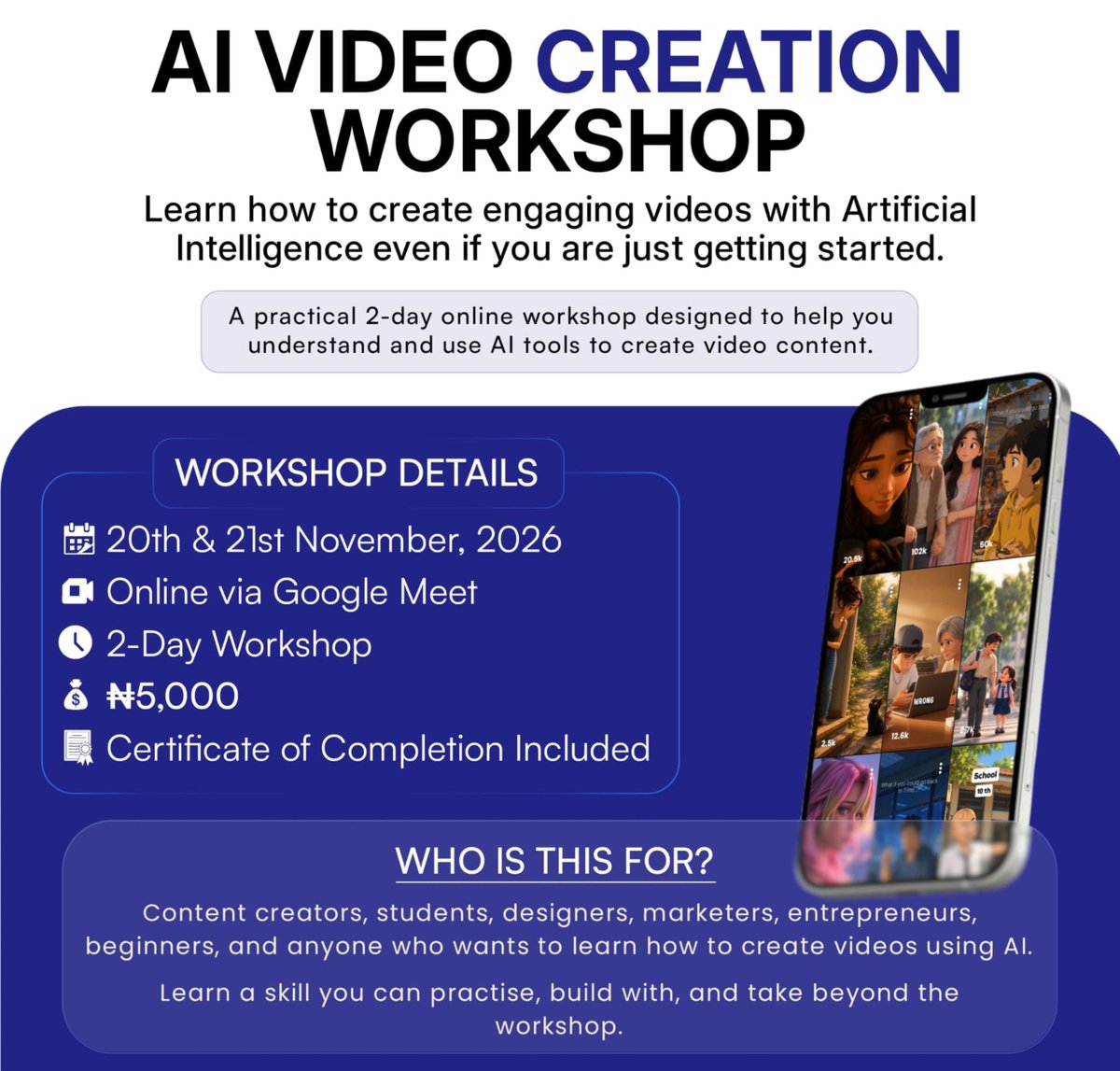ABDULLEGEND111's tweet photo. Imagine being able to create AI videos like this yourself.

For an advert.
For your brand.
For your content.
Or simply because you want to learn a new creative skill.

This is just a glimpse of what we’ll be teaching at The Arena’s AI Video Creation Workshop. 

If you’re interested in learning how to use AI tools to create engaging, high-quality videos from scratch, whether you’re a beginner, content creator, designer, marketer, student or entrepreneur…

👇🏾 Comment “INTERESTED” in the colosseum and I will tell you how to join