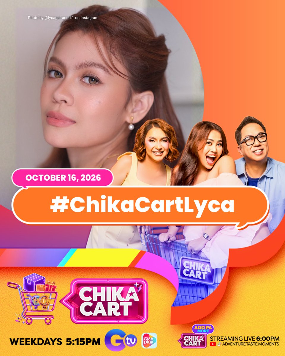 ChikaCartGTV's tweet photo. CHIKAMATES, ito na nga ang updated CHISMIS!

Makakasama natin mamaya sa chikahan at tawanan si Lyca Gairanod! Abangan ang mga baon niyang chismis and whole lot more sa #ChikaCart!

Use our Official Hashtag: #ChikaCartLyca 

Watch #ChikaCart, WEEKDAYS, 5:15 PM on GTV! 🛒 https://t.co/zpFw4Bkzqv