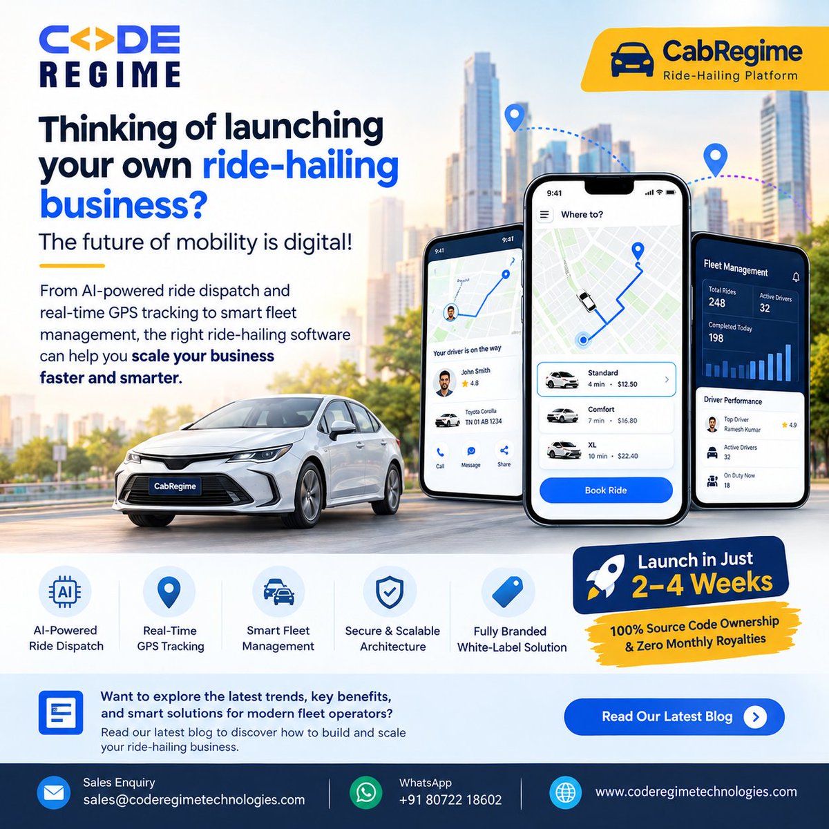 RegimeCode's tweet photo. 🚖 Thinking of launching your own ride-hailing business?

👉 Read our latest blog: https://t.co/0y0ljWt3aJ

#RideHailing #RideHailingSoftware #FleetManagement #MobilitySolutions #WhiteLabelSoftware #CabRegime #clonescriptdevelopment #Riderappdevelopment #UAEbusiness #UAEstartup https://t.co/wzVvBnjHQr