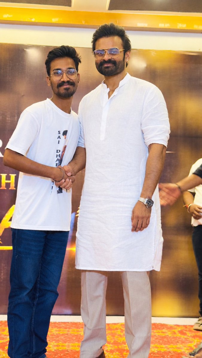IamHanumanSDT's tweet photo. A Moment to Remember Forever ���️✨🤝 One Handshake, A Million Emotions! 🥹❤️‍🔥 Forever Grateful to @IamSaiDharamTej Annayya &amp; the Two People Who Made This Moment Possible! 🙏🏻❤️🫶🏻

#SaiDURGHAtej #SDT #SupremeHero 🦁🔥 https://t.co/fO3MlWbGVN