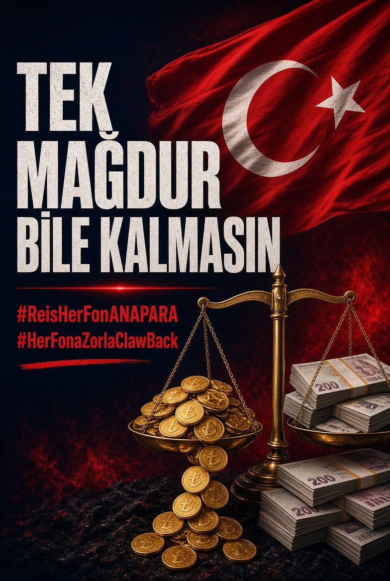 keniross10's tweet photo. Reis, tek bir mağdur bile dışarıda kalmasın!
Her fondaki ana paramız enflasyon farkıyla birlikte iade edilsin. Manipülatörlerin cebindeki haksız kazançlar zorla clawback ile geri alınsın. Ailelerimizin huzuru ve adalet için şimdi harekete geçilsin.
#ReisHerFonANAPARA
#HerFonaZorlaClawBack
@RTErdogan @iletisim