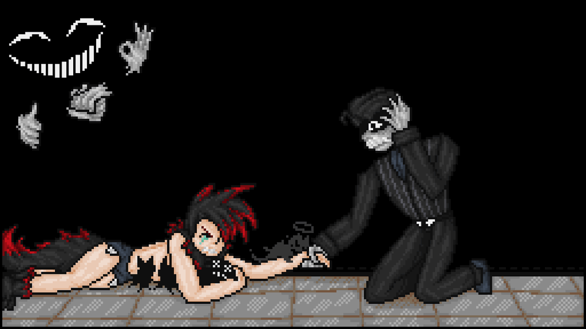 WesleysBox's tweet photo. I return with a touch of absurdity. Woe be upon those who comprehend the inspiration. Made in a fevered pitch after having a very funny conversation about our least likely characters to be in this position.
#oc #pixelart #character #fantasy #ttrpg #writing https://t.co/gvRZzXaDST