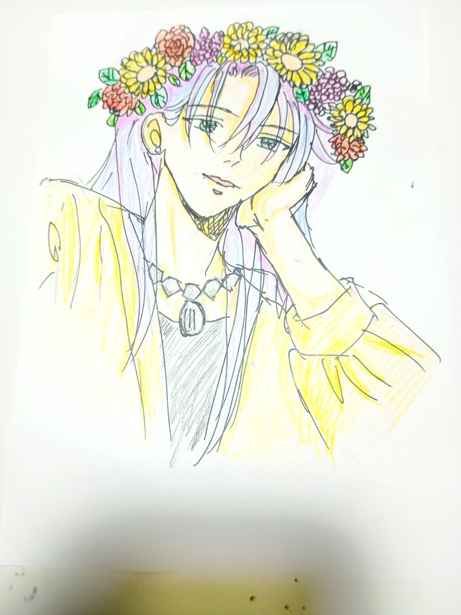 uzg8DkImPp36627's tweet photo. 諸事情で実家でぽっかり時間ができたので、実家にある文具で描いてみました
…が、あげて良いのか迷うレベル😅
でも、アナログ絵描きさん凄い！というのを痛感したので、上げとこうと思います
ミスした線を消せない&amp;色鉛筆って塗っても塗っても終わらない…アナログ絵描きさん、尊敬しかない🥲 https://t.co/mg83rF2eEb