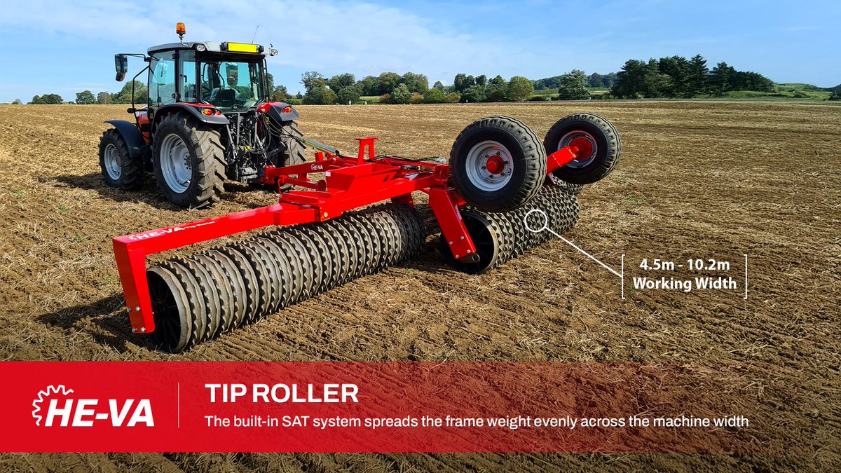 OPICOag's tweet photo. 🌱 Introducing the @HEVA_uk Tip Roller!

🔴 Excellent contour following thanks to centre pivoting wings
🔴 Uniform pressure across the full working width using the SAT system
🔴 Optional Shattaboard for effective levelling after ploughing

👉 https://t.co/adjyg1dMGM

#OPICO #HEVA https://t.co/KONcShZkLa