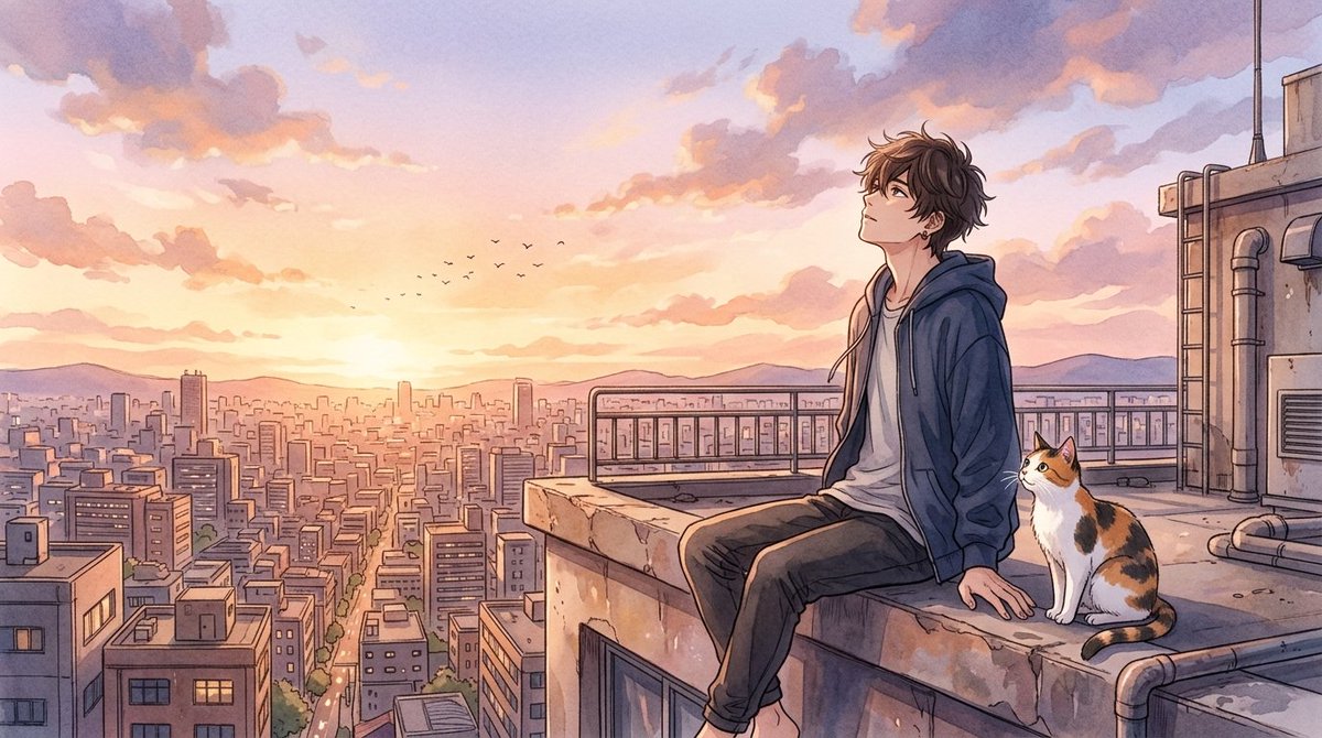 grey_horse's tweet photo. #boy #cat #rooftop #sunrise #cityscape https://t.co/9X1H8NmTM5