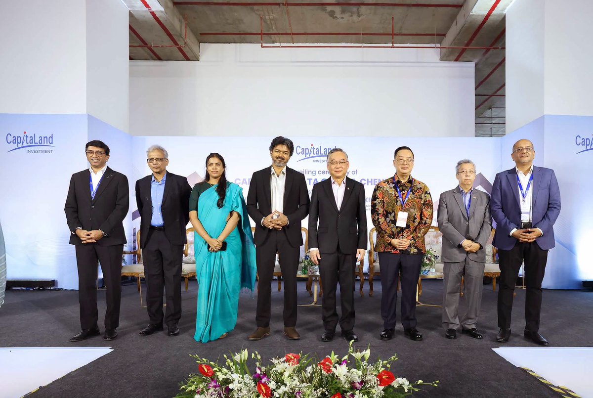 SGinIndia's tweet photo. Deputy Prime Minister @GANKIMYONG just wrapped up a productive visit to #Chennai

Highlights include the meeting with Tamil Nadu Chief Minister C Joseph Vijay and the unveiling of @CapitaLand_Ind’s first data centre in Chennai, and meetings with local business leaders as well as Singapore companies who have a presence here to better understand the opportunities to strengthen industry partnerships

#Singapore - #TamilNadu relations continue to go from strength to strength. Excited for the next phase of our ties 🇸🇬🤝🏽🇮🇳

Our thanks to @CMOTamilnadu for the exciting arrangements and hospitality - HC Wong

@actorvijay @TVKVijayHQ 

#VettriTamilNadu 

📷: MDDI / Lim Sin Thai