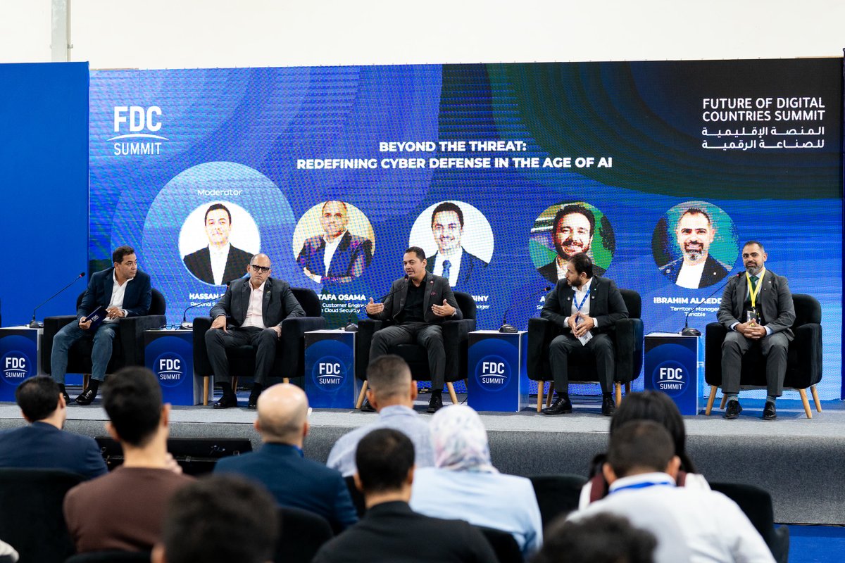 FDCSummit's tweet photo. At #FDCSummit2026, “Beyond the Threat: Redefining Cyber Defense in the Age of AI” brought together Ahmed Ashraf at @kaspersky ,  Mostafa Osama at @GoogleCloudSec, Hassan Raafat at @thalesgroup , Ibrahim Alaeldine at @TenableSecurity , and Omar El Sherbiny at @F5 

#FDCSummit #FDC https://t.co/fQ5DpyDCgD