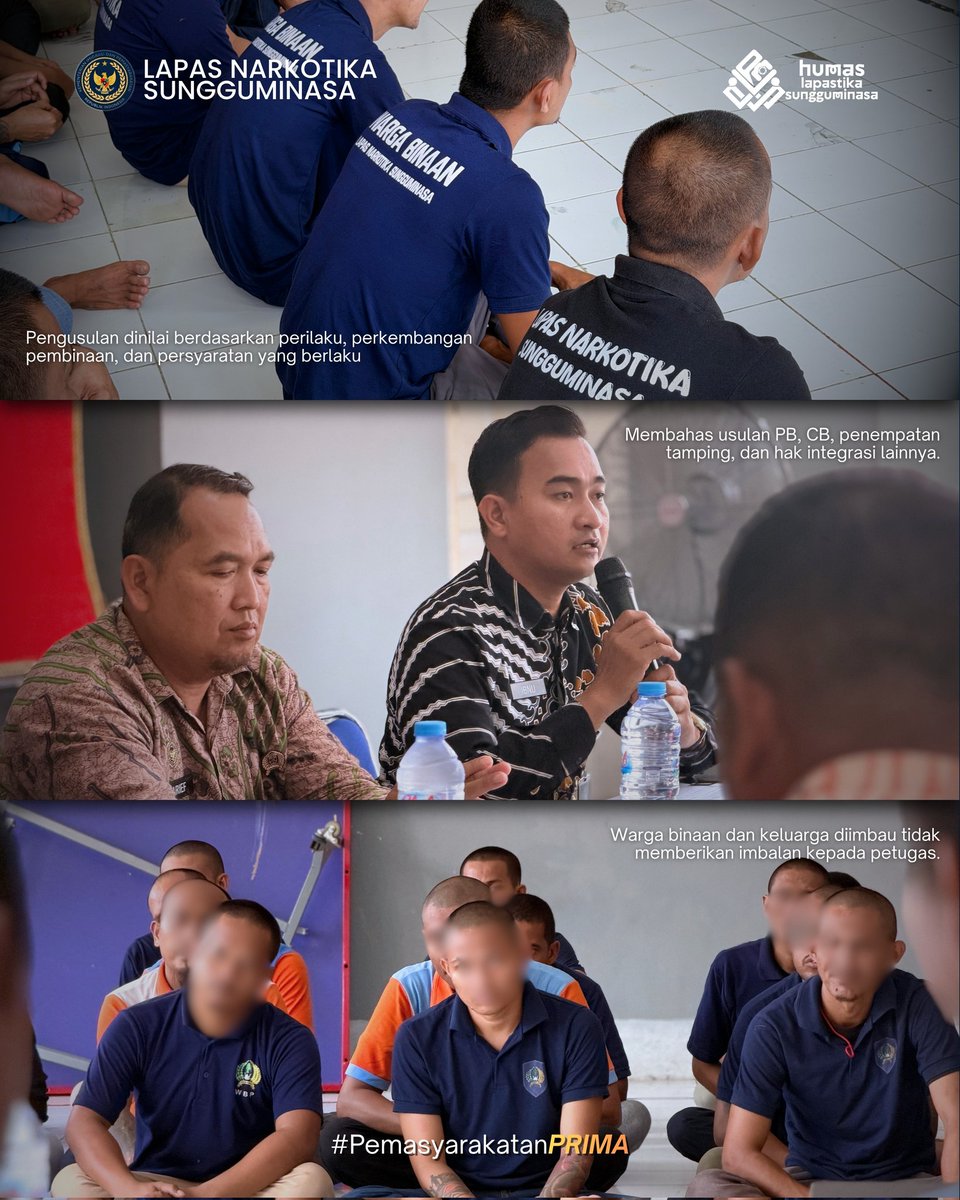 lpnsungguminasa's tweet photo. Lapas Narkotika Kelas IIA Sungguminasa melaksanakan Sidang Tim Pengamat Pemasyarakatan (TPP) yang diikuti sebanyak 39 Warga Binaan Pemasyarakatan (WBP). 

#kemenimipas
#guardandguide
#ditjenpas
#pemasyarakatan
#pemasyarakatansulsel https://t.co/L0qRPIlEx0