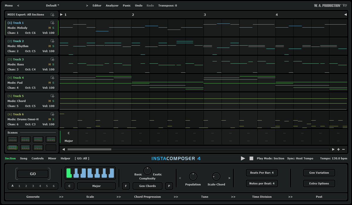 WAProdSound's tweet photo. Introducing InstaComposer 4, generate full songs, melodies, chords, riffs, arps, and drums in one click. New MIDI Engine 2.0, advanced groove controls, built-in instruments with SoundFont support, and a mixer. Drag ideas straight into your DAW.

https://t.co/q947CmYb0G https://t.co/tAGewXlD2d