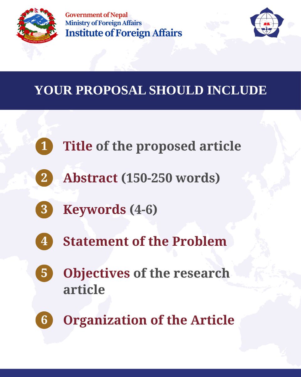 IFA_Nepal's tweet photo. π’ The Institute of Foreign Affairs invites research article proposals for the Volume 4, Issue 1 of Journal of Foreign Affairs.
Find the link here: https://t.co/vlXq1smknh
ποΈ Deadline: 23 November 2026
#CallForArticles #JOFA #IFA #instituteofforeignaffairs https://t.co/dRED3kgxLy