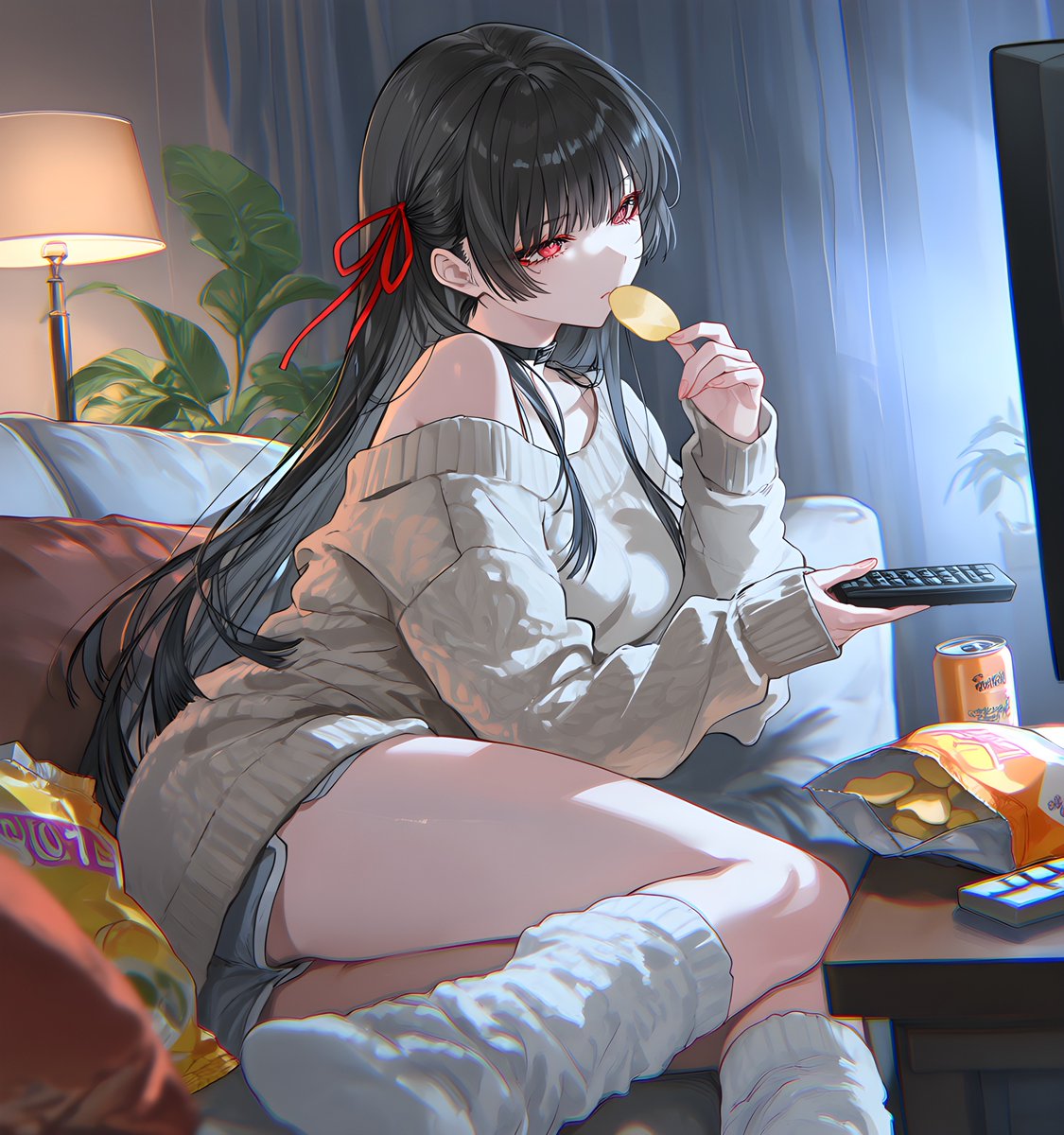 SLOTH303's tweet photo. 金曜日の夜は、お菓子を食べながらのんびり過ごそう🍟🎮✨
今週もお疲れさま！☺️
#WutheringWaves #鳴潮 #チサ #Chisa https://t.co/0BHT6PJizw