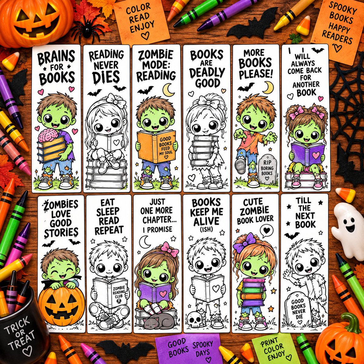 meggordon_to's tweet photo. Meet our 12 Zombie Coloring Bookmarks for Kids! 💚🖍️ Print, color &amp; cut!
📚 Perfect for little bookworms
🎁 Fun Halloween classroom &amp; party activity
📥 Instant printable PDF — digital download only!
🛍️ Shop:
https://t.co/SlRdWa2wHF
#ZombieBookmarks #HalloweenBookmarks https://t.co/oFyG1V8Fmp