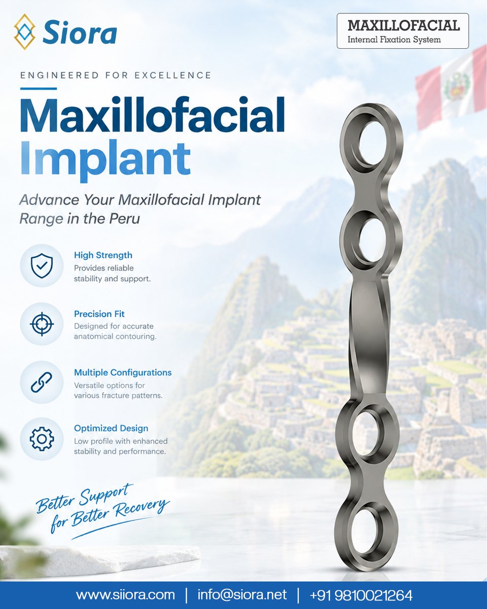 siorasurgicals's tweet photo. Siora Surgicals offers a #MaxillofacialImplant System designed to support reliable fixation, precision fit, and versatility across various fracture patterns.

Visit Us:-https://t.co/jEVYksvi86

#SioraSurgicals #MaxillofacialSurgery #orthox  #PeruHealthcare #PeruMedicalDevices https://t.co/ARpafRdw30