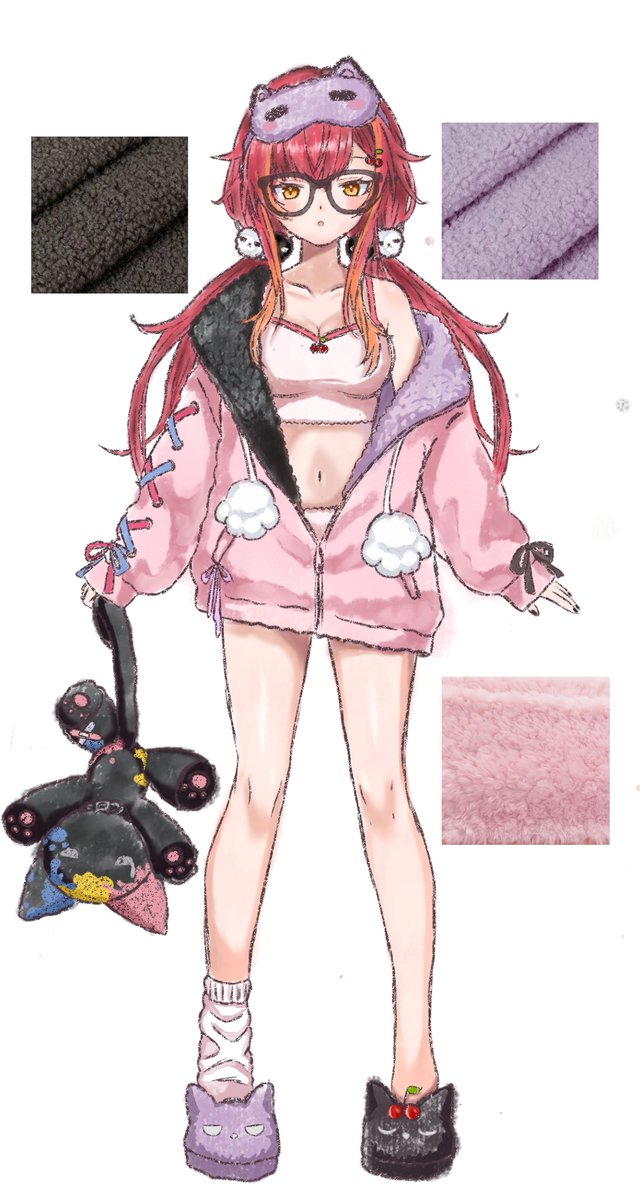funono_ricecake's tweet photo. 服作りに比べ絵は苦手ですが…新衣装を予想！

​部屋着かな…！もこもこに包まれるつなちゃんは絶対可愛くて心地よさそう💭
実際に縫うなら…と生地のイメージも添えてます🪡
​眼鏡やインナーの差分も！

みんなは眼鏡派？なし派？👀
​#猫汰つな新衣装予想 #ねこたぺすとりー https://t.co/rRy9jIaRdX