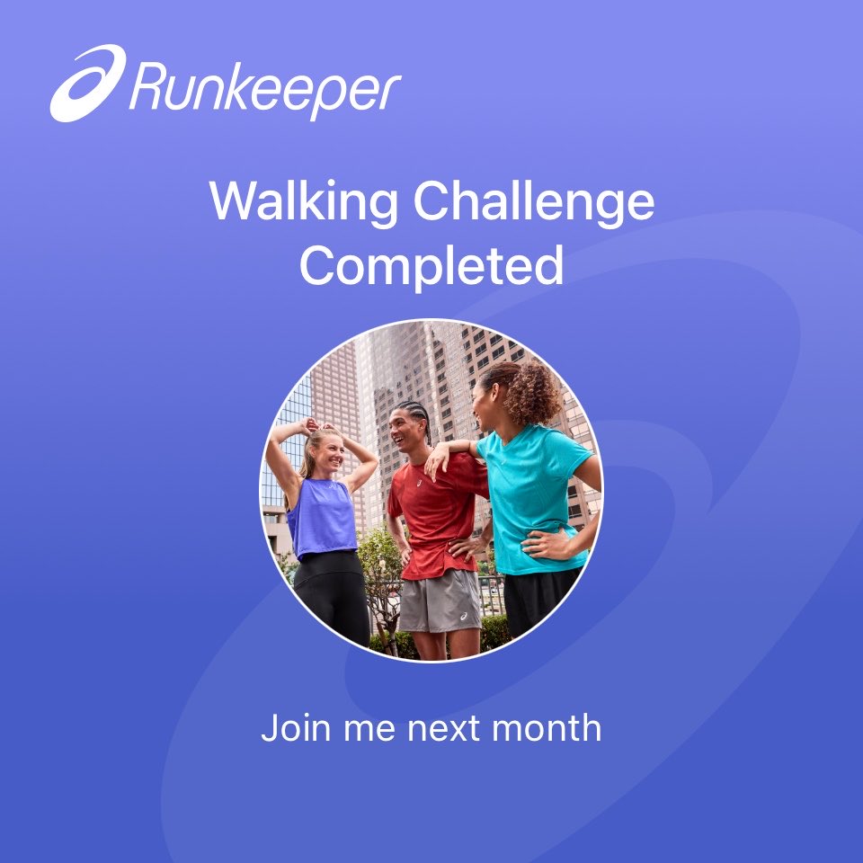 BrennaDJohnson's tweet photo. I got my steps in this month with a Challenge in the ASICS @Runkeeper app. #TrainWithRunkeeper https://t.co/5ayBDFb44Q
