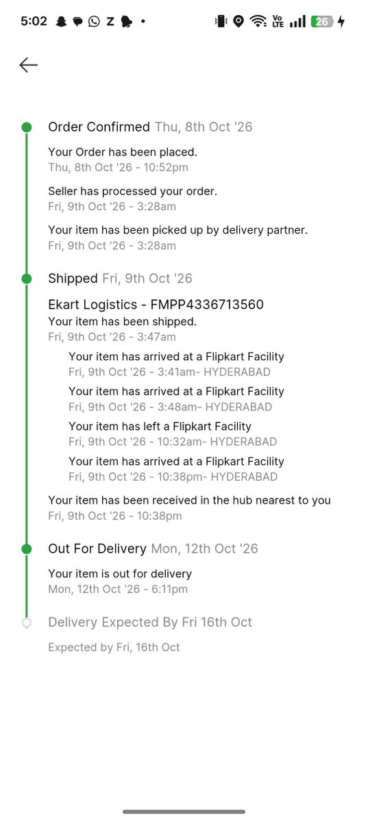BISWAPRISWAIN94's tweet photo. @_Kalyan_K @Flipkart @rajneeeshkumar @PMOIndia @PiyushGoyalOffc Order #OD438833503828859100
@Flipkart @flipkartsupport @_Kalyan_K
disappointing experience @NEWS9
I placed and paid for order on Oct 8with the promised delivery date of October 11 Even on October 16 my order remains undelivered
#Puma  #ConsumerRights https://t.co/NwH4nvtLSe