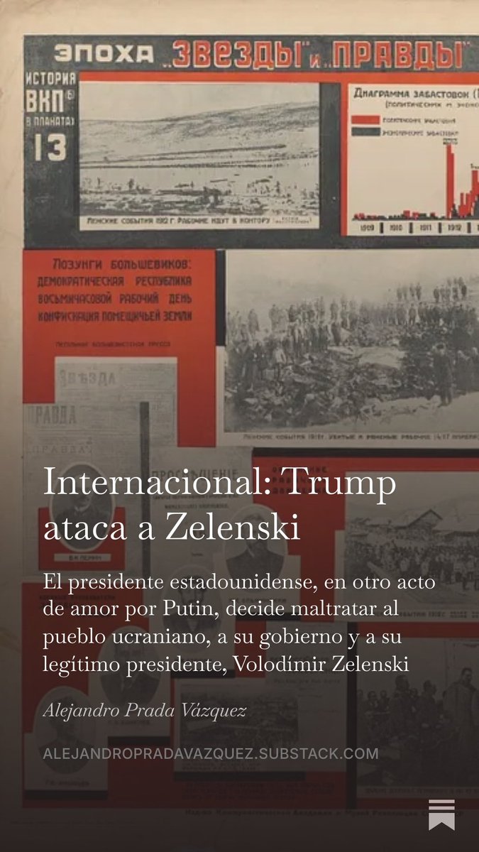 PRADA_VAZQ's tweet photo. Nuevo artículo: «Trump ataca a Zelenski», sobre las últimas traiciones del presidente estadounidense a Ucrania.

¡Suscríbete gratis y lee el artículo completo aquí! 👇🏻
https://t.co/Ig593vlioj https://t.co/lmxhcUEJx0