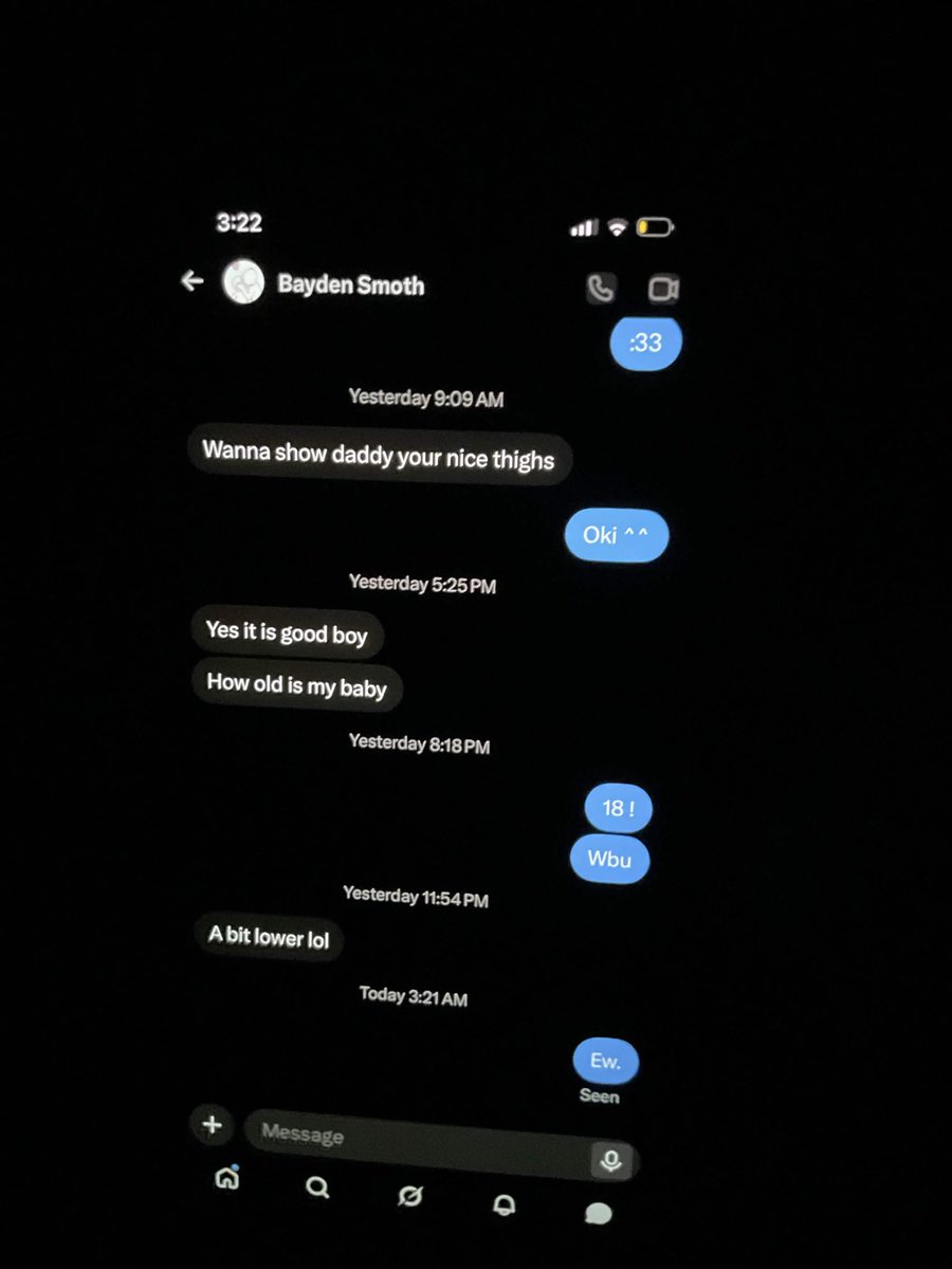 pupentino's tweet photo. He tried to block screenshots what a loser. 
Anyway, this account is a minor account, this is fucking disgusting can we stop DMing adults if we’re minors pls and fucking thank you 

#report #ew https://t.co/uqJyKYfYeO
