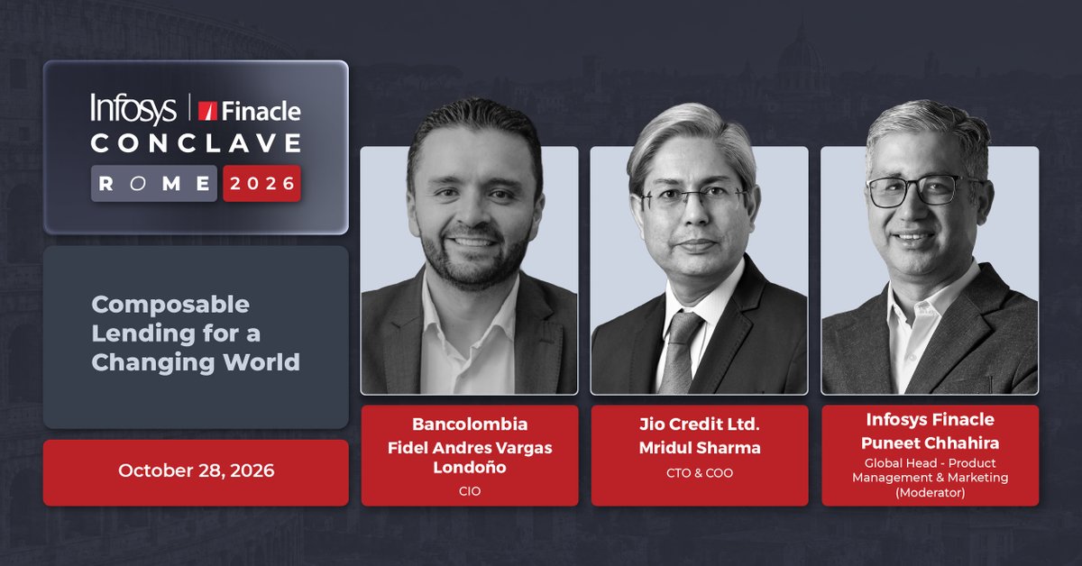 Finacle's tweet photo. Join us at #FinacleConclave2026 to discover the strategic frameworks banks are using to stay ahead in lending. Know more: https://t.co/GCHo4hznXX
 
#FinacleConclave #DigitalLending #AIinBanking #ComposingAInativeBanking https://t.co/2xhdfQ0Mi6