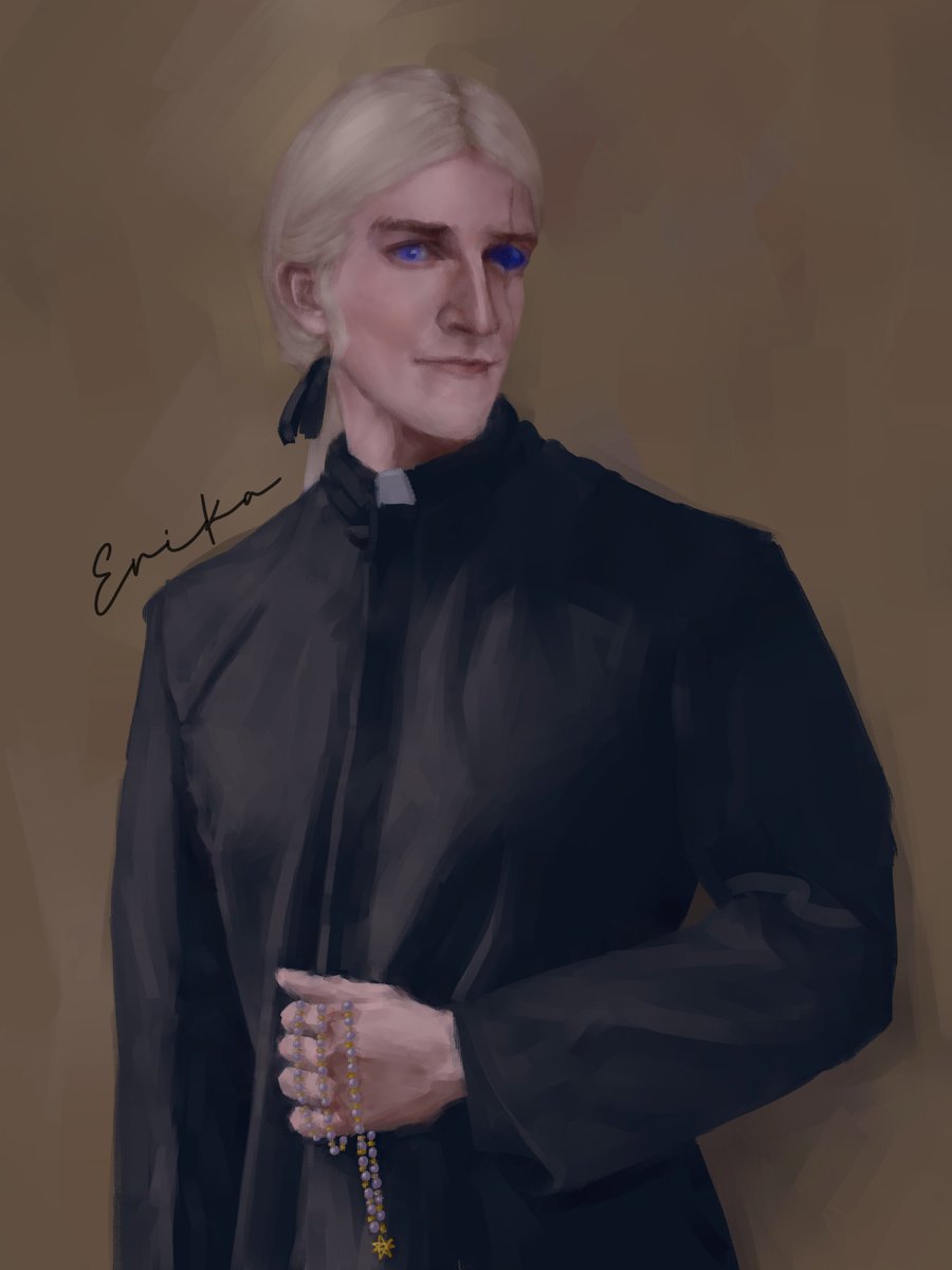 Erikaaaaaa_Ma's tweet photo. #aemondweek2026 DAY 6: Modern/Alternative Universe

Father Aemond, a priest of the Faith of the Seven.

- I’m sorry, daddy. I’ve been a bad girl.

- For the last time, it’s “Forgive me, Father, for I have sinned”.

#Aemond #AemondTargaryen #HouseOfTheDragon #hotd #EwanMitchell https://t.co/aNvRZo8aJE