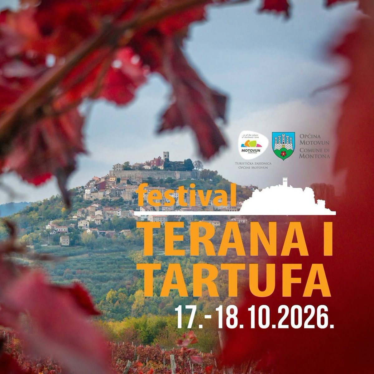 ColoursofIstria's tweet photo. 𝗧𝗘𝗥𝗔𝗡 𝗔𝗡𝗗 𝗧𝗥𝗨𝗙𝗙𝗟𝗘 𝗙𝗘𝗦𝗧𝗜𝗩𝗔𝗟
17–18 October 2026
Main Square, Motovun

October in Motovun has a very specific flavour. 
Teran and Truffle Festival is back for its 15th edition, bringing winemakers, truffle producers and plenty of local dishes to #Motovun. https://t.co/Ulx37szQdh