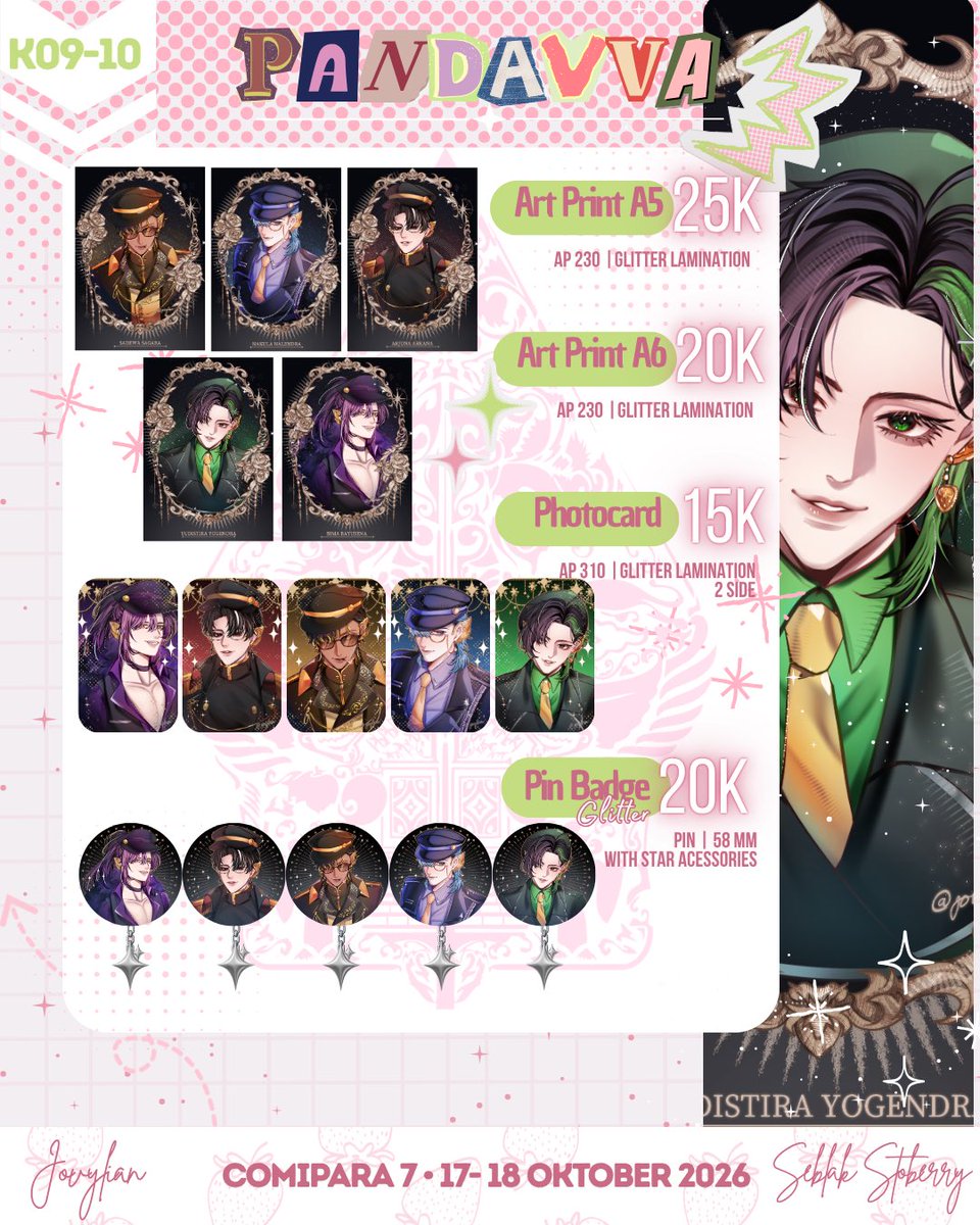 Jovylian007's tweet photo. [ 🩵 &amp; 🔁 rly Appreciated ]

✨ Jovylian #Comipara7 Catalogue
📆 17-18 Oktober 2026
🍓 Booth K09-10 (Seblak Stroberry)

✨ Jovylian Pre-Order
📆 15 Oktober - 15 November 2026
🛒 https://t.co/o6CshtKjnE

❤️ Fandom: Pandavva, Love and Deep Space

Thank youuu~~ 🫶 https://t.co/ul668aljTE