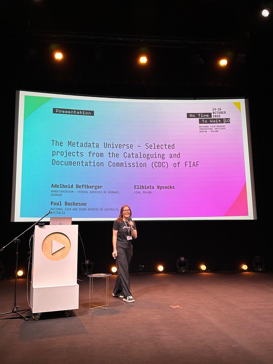 nttwconf's tweet photo. Adelheid Heftberger, Paul Duchesne, Elżbieta Wysocka present “The Metadata Universe - Selected projects from the Cataloguing and Documentation Commission (CDC) of FIAF” #nttw10 https://t.co/QgQO1x0jt7
