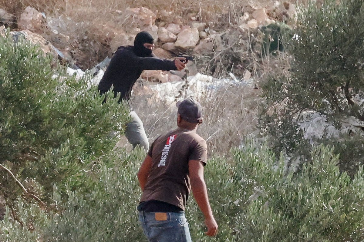 AJEnglish's tweet photo. Israeli settlers have attacked several olive pickers in the Palestinian villages of Abu Falah, Burqa, and Turmus Aya near Ramallah in the occupied West Bank, our colleagues on the ground are reporting.

🔴 LIVE updates: https://t.co/rXg7z4ONvm https://t.co/xoZrgrA4Q2