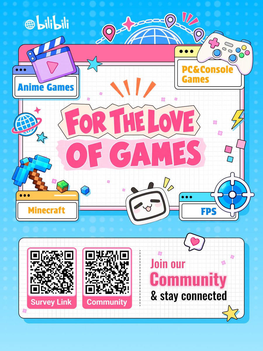 love_of_games's tweet photo. Hello, global game players and creators! ❤️

After weeks of preparation, we're beyond excited to announce bilibili Global's debut campaign: For the Love of Games! 🎮

We're inviting game lovers and creators around the world to join us in celebrating the games we love! Because we believe games are more than just something we play. They're worlds we build, stories we tell, characters we adore, and moments we NEVER forget. ✨

🎬 Create and submit your video to share your passion for games, and let global game fans cast their votes for their favorites!

This time, we're going BIG with 4 tracks across 4 language divisions!
4 Tracks
⛏️ Minecraft ✨ Anime Games 🔫 FPS 🕹️ PC & Console Games
4 Language Divisions
Division A English · Division B Spanish · Division C Portuguese · Division D Other Languages

What's on the table?
🏆 US$128,000 in total prizes!
🥇 US$20,000 for the 1st-place winner in each track!

Join our creator community or fill out our survey to stay in the loop!

More details are coming soon and submissions will open shortly.

From playing to creating, all for the love of games!

#ForTheLoveOfGames #bilibiliGames #Minecraft #AnimeGames #FPS #PCandConsoleGames #IndieGames