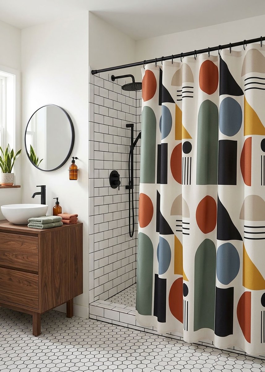 habatour20's tweet photo. Transform your bathroom into a stylish retreat with this #midcenturyinspired geometric #showercurtain.
Perfect for anyone who appreciates distinctive home decor.
Available at : https://t.co/0VoHC4Xg9z
#abstractpattern #geometricpattern #geometricdesigns #showercurtains https://t.co/aJZyhGDIil