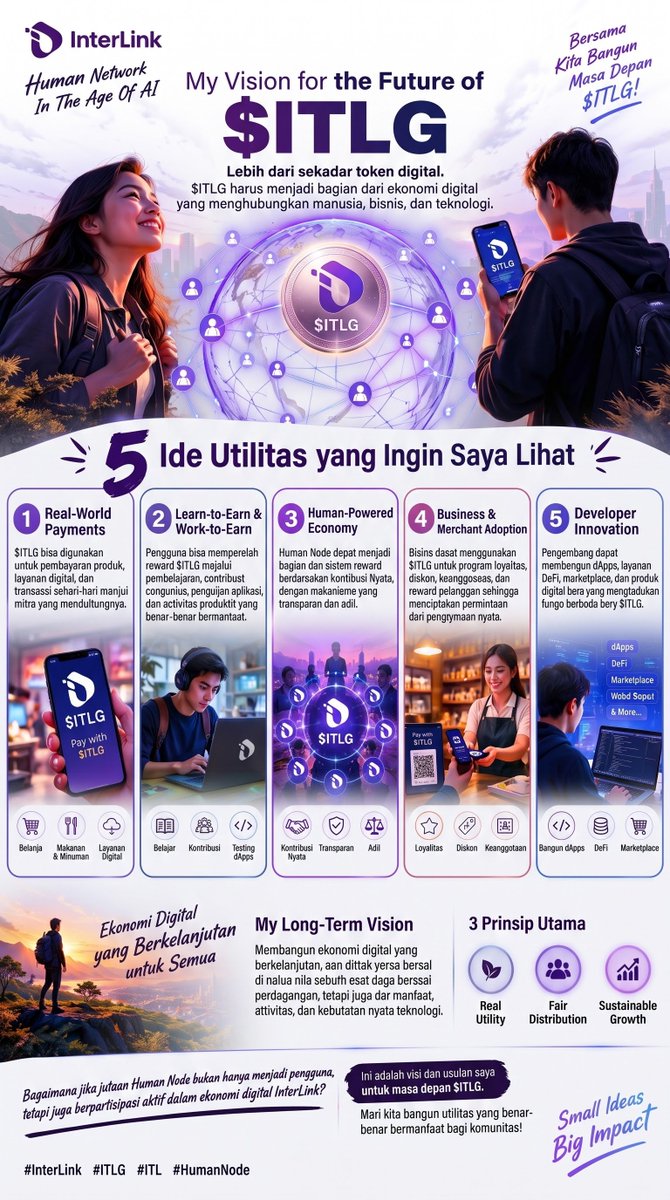 Sutris198477's tweet photo. Real-World Payments
​Learn-to-Earn &amp; Work-to-Earn
​Human-Powered Economy
​Business &amp; Merchant Adoption
​Developer Innovation
​Gimana menurut kalian, ide utilitas nomor berapa yang paling kalian tunggu? Komen di bawah ya!
​#InterLink #ITLG #ITL #HumanNode #CryptoIndonesia https://t.co/7DCUosonqK
