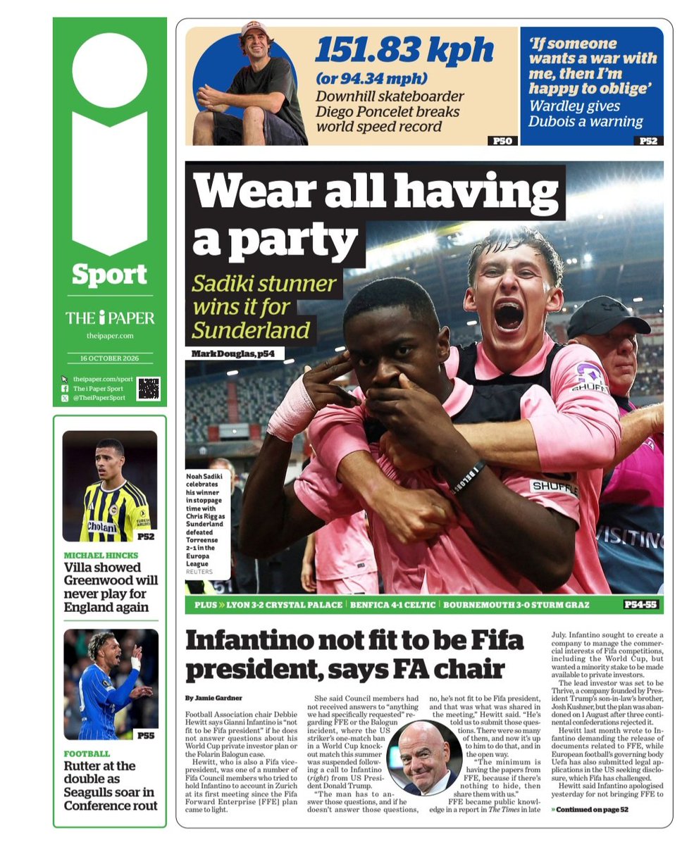MsiDouglas's tweet photo. Magnificent #safc winner features prominently on @TheiPaperSport back page today... https://t.co/Xd75DTNKeo