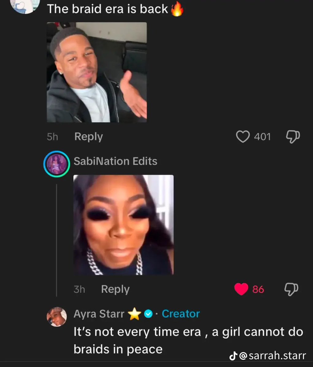 Temiloluwaaa005's tweet photo. Thread of Ayra Starr clap back PT 1>>> 🤣💕
I love this side of her like maddd
#AyraStar #Ayra https://t.co/ZjtB0K2bfC