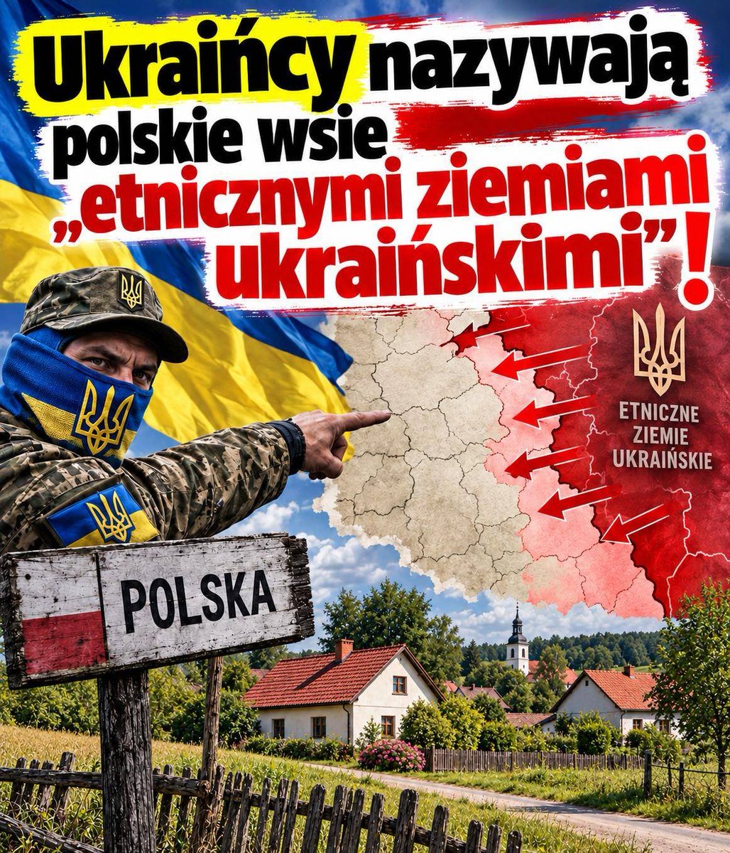 PUsiadek's tweet photo. Ukraińcy nazywają polskie wsie "etnicznymi ziemiami ukraińskimi"❗

Portal Gołos-Info z Iwano-Frankiwska opublikował 15 października materiał o wyjeździe młodzieżowej delegacji do Polski. Tytuł brzmi: młodzieżowa delegacja z Iwano-Frankiwska uczciła pamięć żołnierzy UPA na etnicznych ziemiach ukraińskich w Polsce.

Misję zorganizowano w rocznicę utworzenia Ukraińskiej Powstańczej Armii. Delegacja odwiedziła tereny, które artykuł nazywa Nadsaniem i Łemkowszczyzną. To jest terytorium Rzeczypospolitej Polskiej.

Nazwano je w publikacji etnicznymi ziemiami ukraińskimi. Nie w anonimowym wpisie, tylko w relacji opartej na informacji od urzędującego prezydenta obwodowego miasta.

Ziemia nie staje się etnicznie ukraińska dlatego, że ktoś postawił na niej pomnik zbrodniarzy. Pytanie, czemu wciąż te pomniki w Polsce stoją?
 
Strona polska musi tępić wszystkie takie przykłady imperializmu. Tymczasem za każdym razem Tusk i Sikorski chowają głowę w piasek!⁩