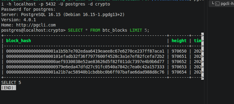 gathoni_zarah's tweet photo. Week one of Data Engineering with @AnalyticSages done.

I built a pipeline that pulls the latest Bitcoin blocks, cleans them with Pandas, and loads them into Postgres. All in Docker. One command.

Simple ETL on paper. The real lessons came from debugging.

Docker has its own network brain. pip inside my build kept failing with "No matching distribution found for pandas." The real error underneath was DNS. Docker Desktop runs in its own VM, so I had to set DNS in the Docker Engine config itself.

IPv6 can quietly break things. My container looked up the API, got an IPv6 address, and had no route to it. Forcing Python to use IPv4 fixed it.

Your network decides your data source. https://t.co/fHyWU5RQ1O was unreachable from my connection, even in the browser. I switched to Blockstream's Esplora API. Same block format, zero code changes beyond the URL.

Inside a container, localhost means the container itself. My script reads DB_HOST from an environment variable, so the same code runs on my laptop and in Docker.

Healthchecks matter. The ingest service waits until Postgres reports ready before it runs.

Always read the full error. The first line usually lies.

Data Tribe: @AnalyticSages
Data source: @Blockstream Esplora API

Project: https://t.co/95mDKoIs7Y