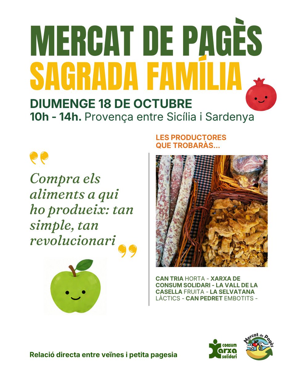 MercatDePages's tweet photo. Diumenge 18/10 de 10h a 14h
📌 Sagrada Família

#Proximitat #KM0 #SobiraniaAlimentaria https://t.co/lXPnpEWbe2