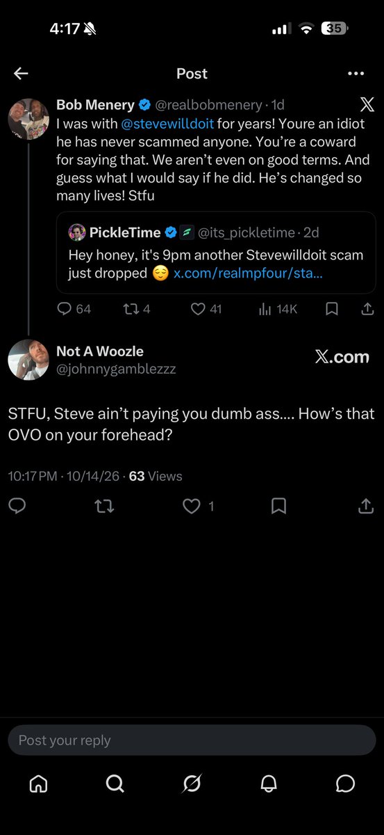 johnnygamblezzz's tweet photo. @stevewilldoit 😂😂😂😂😂 https://t.co/y7XB0FZU5x