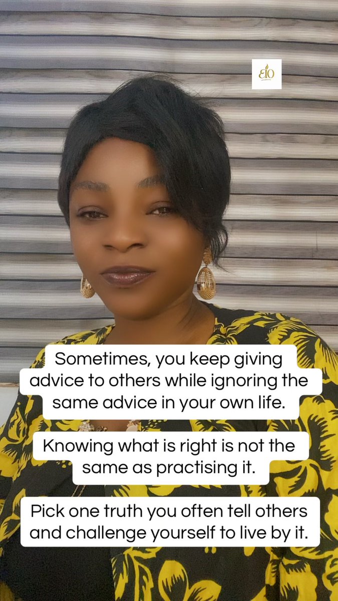Esyestingo's tweet photo. Sometimes, you keep giving advice to others while ignoring the same advice in your own life. 
Knowing what is right is not the same as practising it. Pick one truth you often tell others and challenge yourself to live by it.

#EIO https://t.co/ly84bir77o