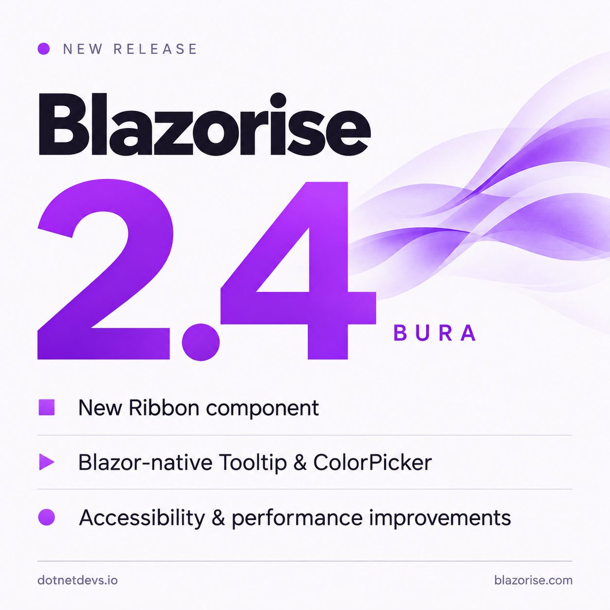 dotnetdevs_io's tweet photo. @Blazorise 2.4 adds Ribbon, rebuilds Tooltip and ColorPicker with Blazor, and improves accessibility. SVG Charts also add direct value editing via drag and drop.

https://t.co/hyzh22xHQp

More Updates: https://t.co/c02ZkLW1jZ https://t.co/4nFiH1yJVT
