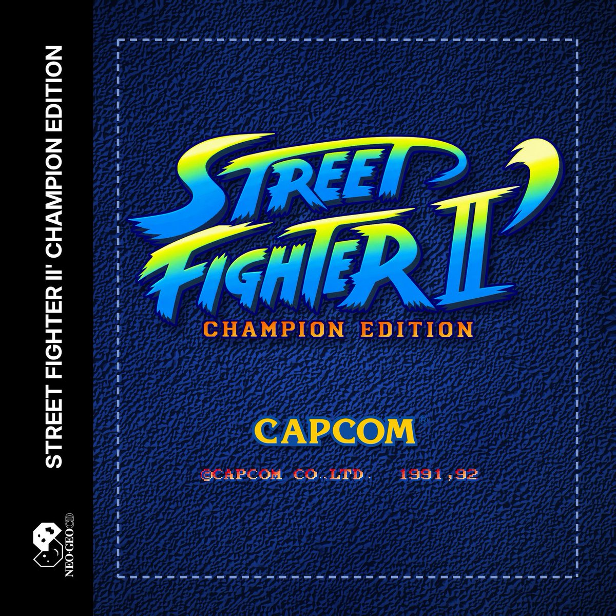 selectormusical's tweet photo. Street Fighter II' Champion Edition for Neo Geo CD – big update: upgraded, optimized and fixed! 
Free Download: https://t.co/Ulc7U7pvtB Changelog Fixes & improvements: 
* Fixed Ryu's blinking head and many other flickering sprites across the roster. 
* Smoother perspective floor on Ryu's and Blanka's stages. 
* Better performance across all stages (recovered speed lost in previous builds). 
* Dhalsim's stage fixed. 
* Guile's stage: no more sky lines cutting through the jet's cockpit and tail. 
* Improved performance on E. Honda's stage. 
* Nearly all ending glitches fixed (Ryu's ending now frames its characters properly, as in the arcade). 
* All three bonus stages fixed: - Car: cleaner graphics. - Wine barrels: both scoreboards now light up correctly, at full speed. - Fire drums: no more cut or vanishing drums, and Vega no longer turns black. 
* No more loading pause in the middle of the intro. Music & sound (CD-R friendly): 
* Hybrid soundtrack: the short jingles (VS screen, winner quote, game over) now play from sound RAM, so they start instantly and play in full even on slower CD-R drives. 
* Jingles are louder and no longer overlap the previous CD track. 
* The intro theme now plays to the very end. 
* Main menu has its own music (the character select theme). New features: 
* New main menu with access to all options and game modes. 
* Controls menu: remappable 3 punch + 3 kick buttons, a button combo to quit back to the menu, and a new ULTRA EASY mode for special moves. 
* New Attract Mode with the classic intro and demo fights. 
* Arcade Mode is always free play: no more pressing SELECT for coins! 
* New Battle Mode: practice against the CPU or challenge a friend. Choose fighters, stage, CPU level, rounds and time (including infinite). 
* New Bonus & End Mode: practice breaking the car, the wine barrels or the fire drums, and watch any character's ending. 
* Save and load your options, controls and rankings.

New artwork: After some feedback on the previous cover illustration, I went for a simpler, more elegant design: just the logo on a blue background. 

Still to improve: 
* E. Honda's stage: some ceiling glitches and occasional slowdowns. 
* A better fade-out between fights. 
* Minor graphic glitches here and there.
@Project_COE @Arlan360oficial