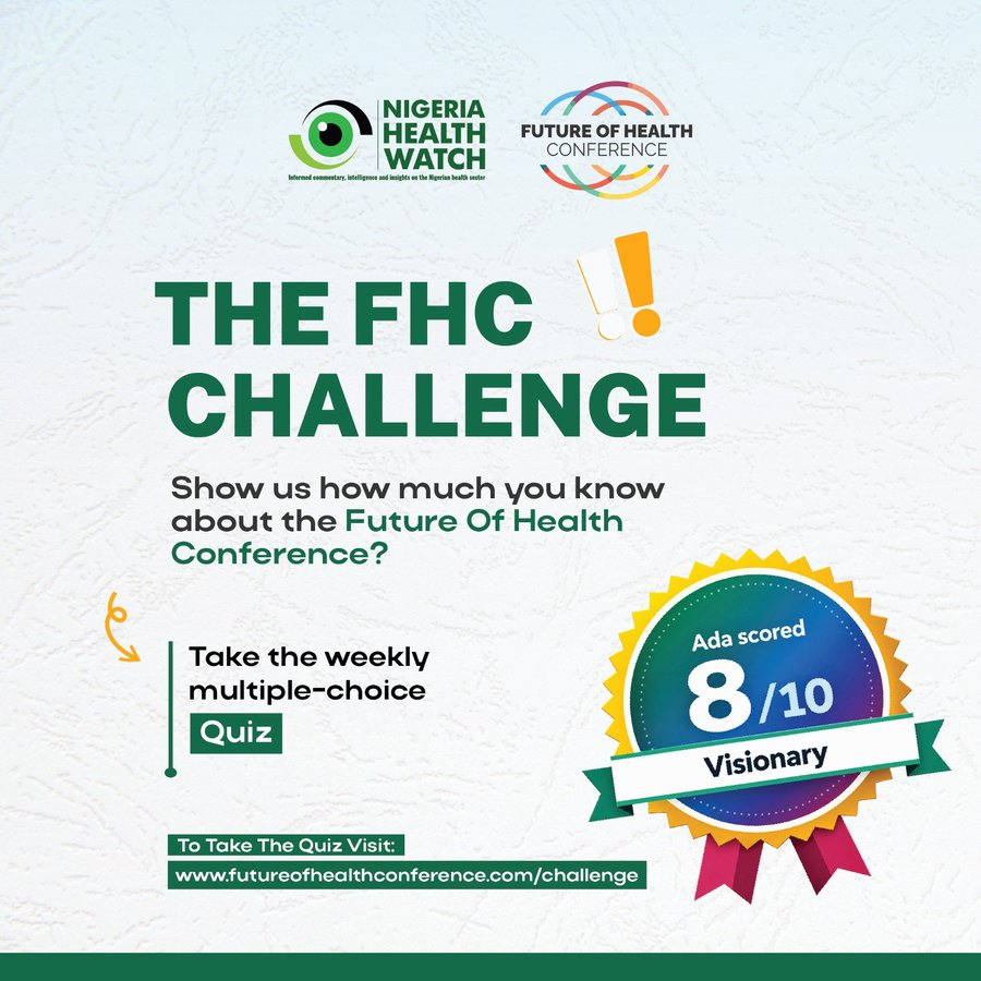 nighealthwatch's tweet photo. Two weeks to #FHC2026, and we have a little warm-up for you!

Before we meet in Abuja, let’s see how well you know the Future of Health Conference. Take our fun challenge, test your FHC knowledge and see how ready you are for this year’s edition.

Plus, you could WIN a FREE ticket to experience the conference in Abuja on 29 October!

No pressure. Just a little #FHC trivia and a chance to win. 😉

Ready? Let’s go: https://t.co/m3w5a7VxTE
#TheFutureOfHealthIsNow