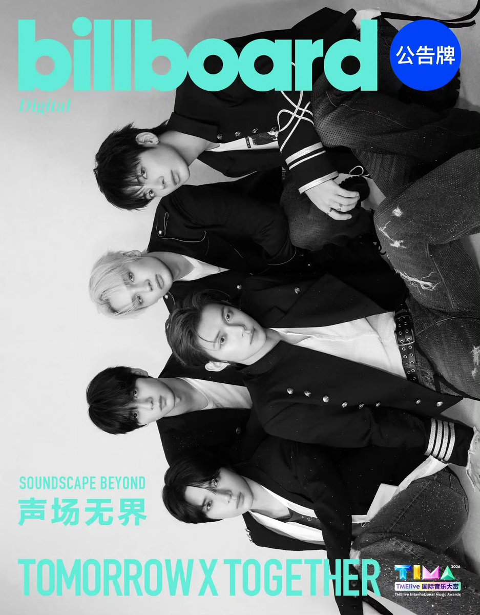 TXTintl_twt's tweet photo. INSTAGRAM UPDATE 📷 

💬Billboard China features @TXT_bighit on the cover of the "2026 TIMA" Digital Issue. Known for their concept-driven artistry, TOMORROW X TOGETHER brought a high-flying youth narrative to life through striking stage design and an epic performance, earning the Best International Group of the Year - Male.

🔗https://t.co/P8ZOwhUo7e

#TOMORROW_X_TOGETHER 
#투모로우바이투게더 #투바투