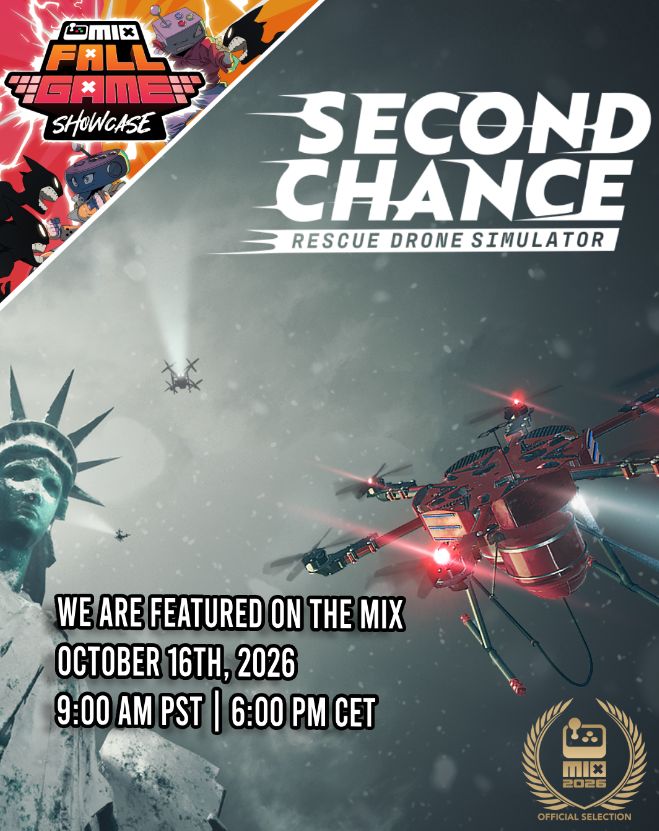 RescueDroneSim's tweet photo. We are excited to share we will be featured 
in The MIX Fall Online Showcase 2026!

Catch our presentation live!
Streaming On: YouTube, Twitch &amp; Steam

Huge thanks to Media Indie Exchange for hosting us!

Here are the event details: https://t.co/ujpnYpQ6sv