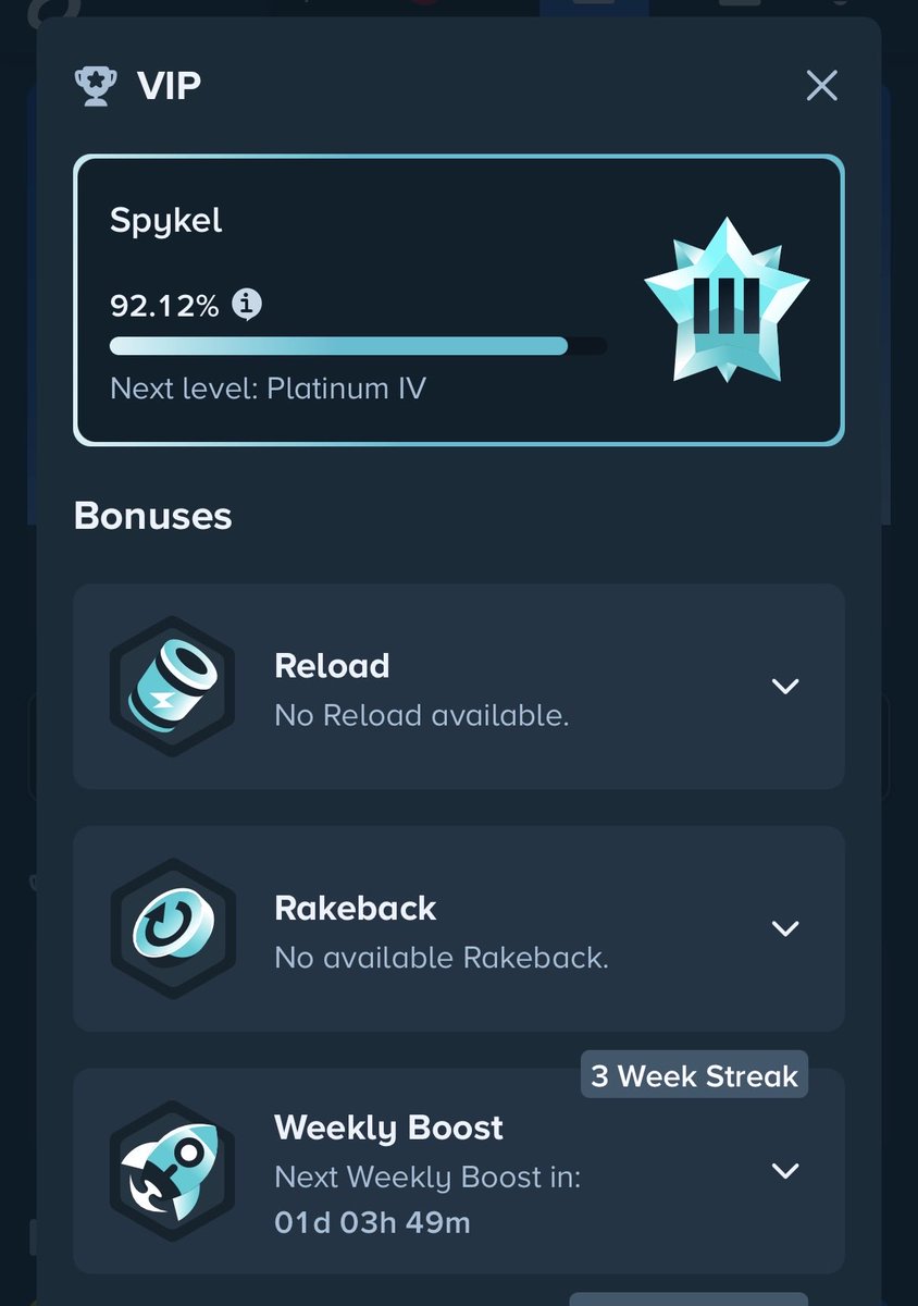 spykeligarul's tweet photo. 8% Left for Plat IV on @Stake 

How much Platinum IV bonus do you think I'll receive in total? (including recent, reload etc.)

Closest guess gets $50 tip ❤️ https://t.co/wKYLhkX2bE