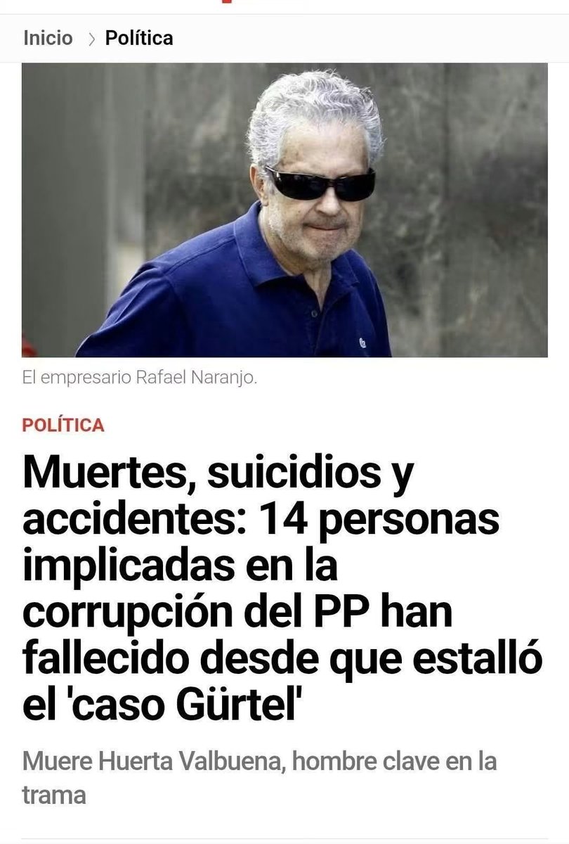 jebl_'s tweet photo. 14 fallecidos entre implicados del caso Gürtel. El PP no tiene un historial de corrupción, tiene la maldición de Tutankamón. ¡Qué mala suerte que la justicia siempre pierda a sus testigos estrella justo antes de cantar! Estadística pura, no piensen mal... 🤐 https://t.co/QPwhxW1LyN